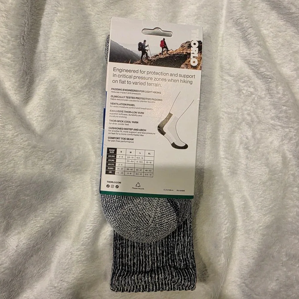 Thorlo Hiking Crew Socks Mens Large Navy Moderate Padding FLTH17‎ 9-12.5 NEW